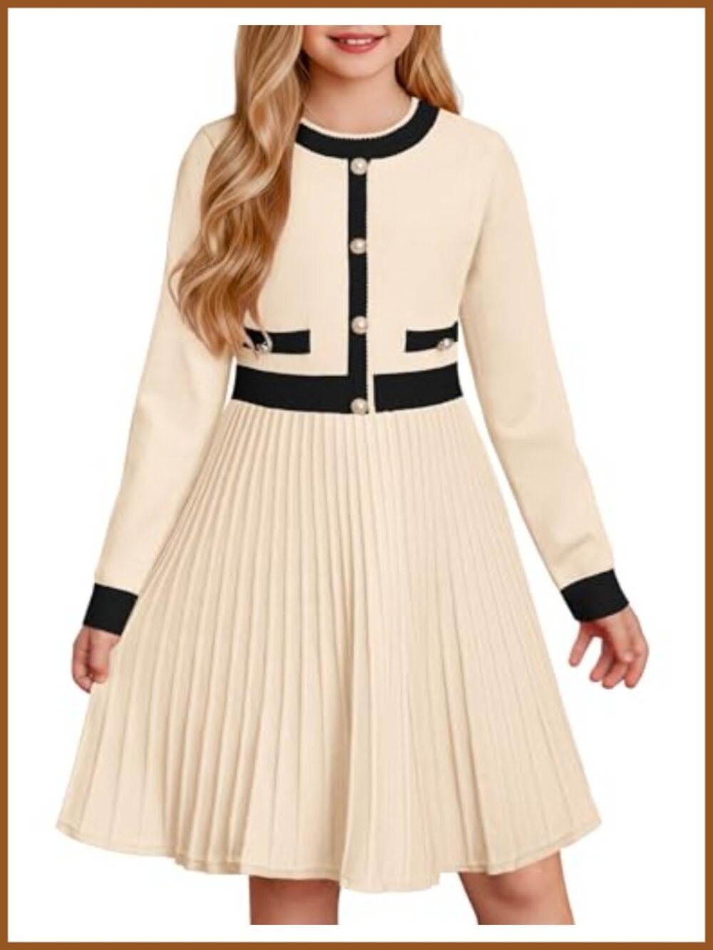 Girls Sweater Dress Long Sleeve Casual Fall Winter Midi